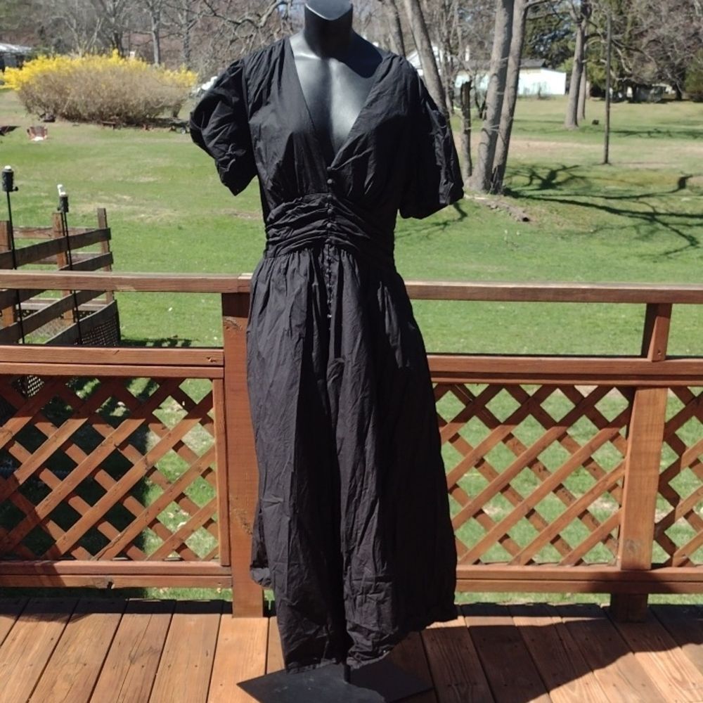 Anthropologie The Katerina Black Button-Front Dress Size Large